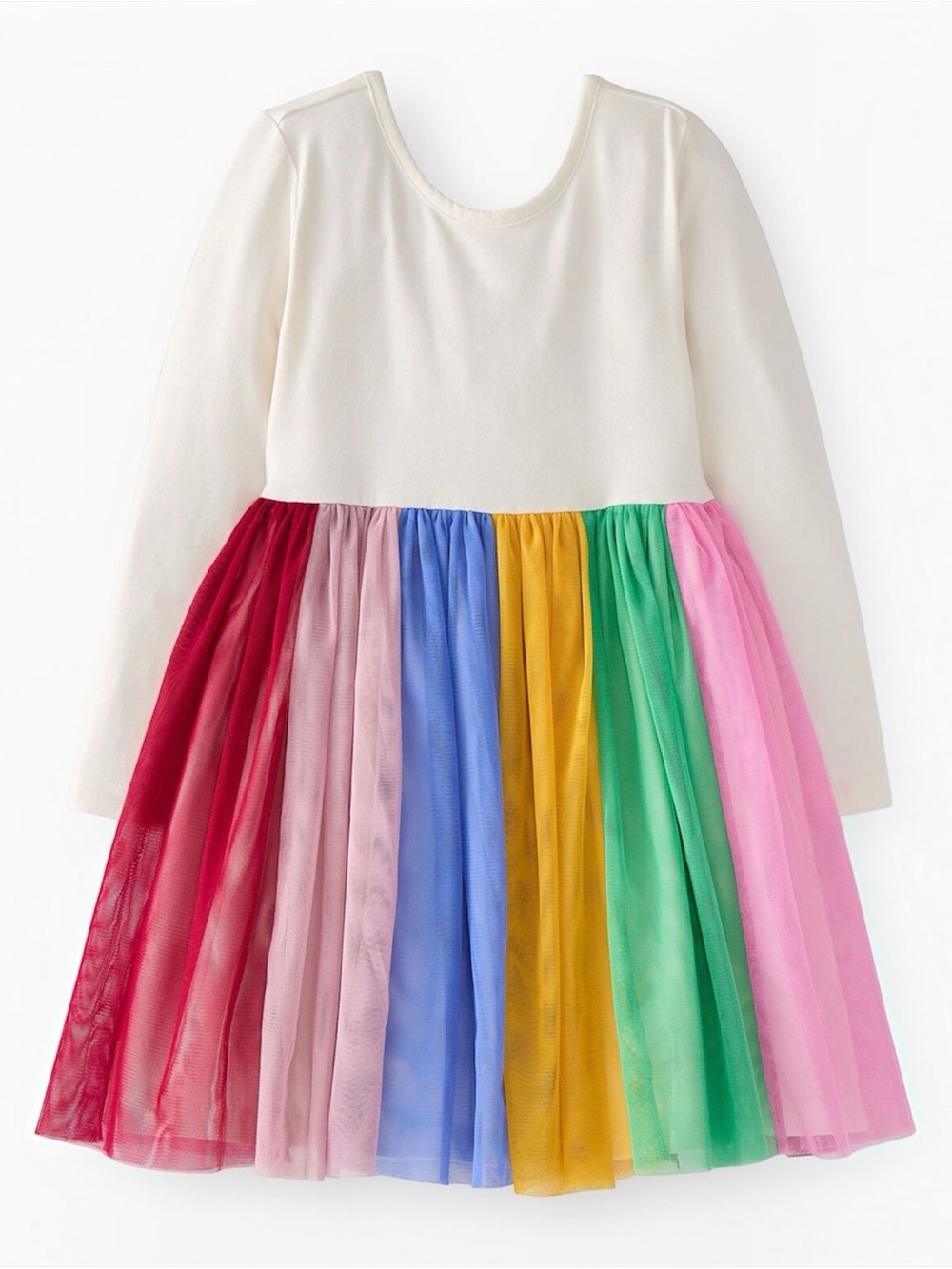 Hanna Andersson Girls Long Sleeve Rainbow Tulle Dress Size 130, US 8